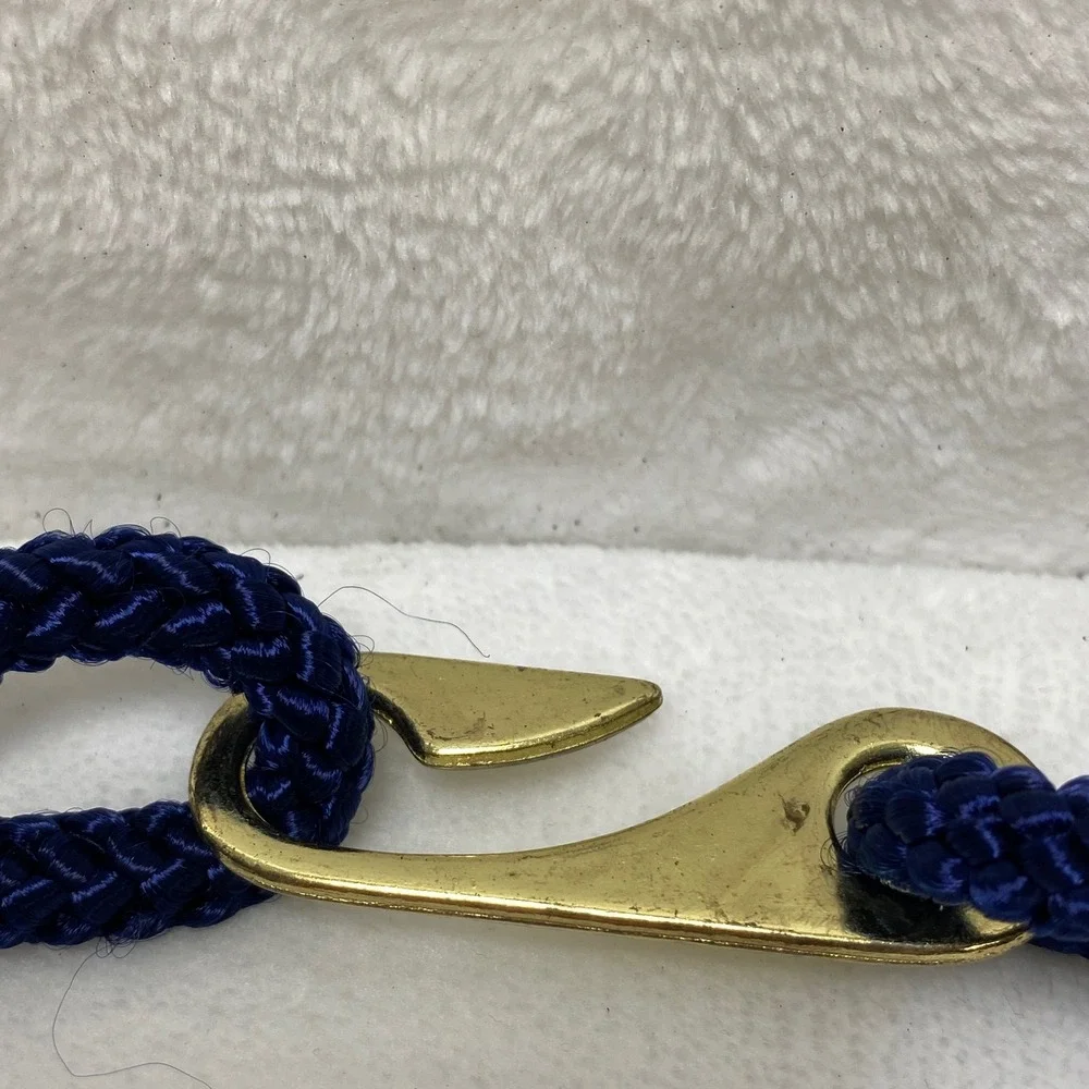 VTG Braided Navy Cord Rope Belt with Gold Tone Buckle‎ Adjustable Stetches